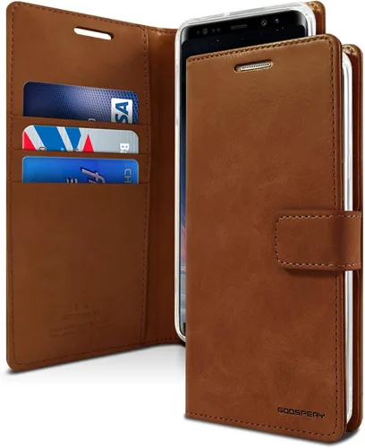 Vista 25 de GOOSPERY Funda Blue Moon para Galaxy S21 de 6.2 pulgadas (2021), soporte de piel sintética premium con soporte para tarjetas (negro)