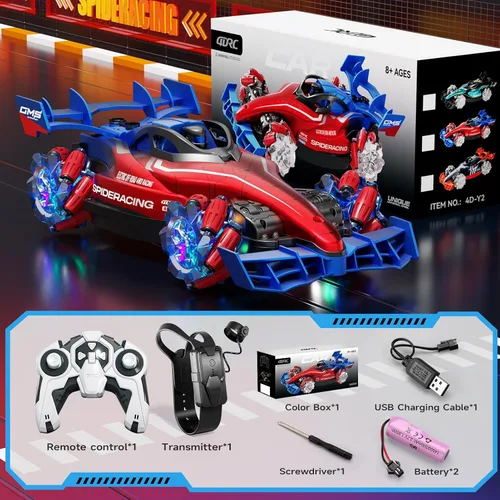 Vista 9 de Coches de Control Remoto, Camiones RC de Acrobacias de 2.4GHz para Niños, Niños y Adultos, Camión RC Monstruo 1:12 Todo Terreno con Luz y Música
