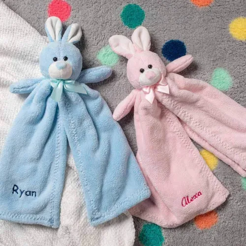 Vista 2 de DIBSIES Peluche personalizado para bebé, 17 pulgadas (conejito azul)