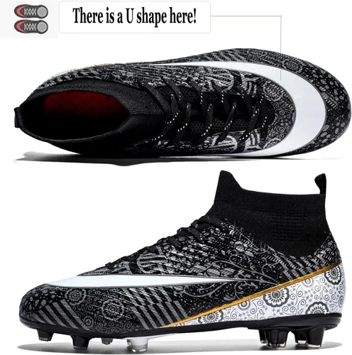 Vista 2 de Zapatos de fútbol para hombre, zapatos de fútbol de tierra firme, para adultos, atléticos para exterioresinteriores, profesionales de fútbol sala