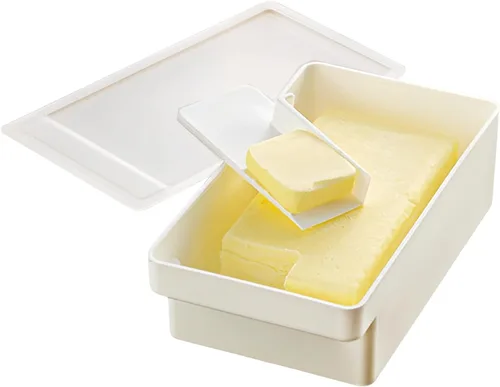 Vista 7 de Mantequillera con tapa, recipiente para mantequilla con cuchillo, platos de mantequilla de sellado de plástico para refrigerador