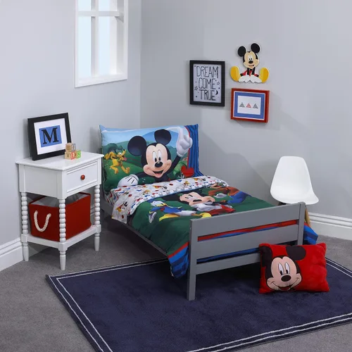 Vista 20 de Disney Cars Piston Cup Circuit - Juego de cama infantil de 4 piezas color azul, rojo y amarillo, Lightning McQueen y Mater, edredón, sábana bajera