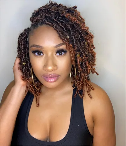 Vista 21 de Toyotress Butterfly Locs - Cabello de ganchillo de 8 pulgadas, 7 piezas de trenzas de ganchillo desgastadas pretrenzadas, color negro natural