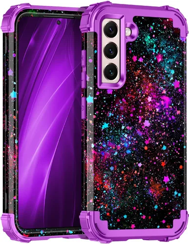 Vista 15 de Miqala Funda para Galaxy S21 FE 5G, brilla en la oscuridad, tres capas, resistente, protección a prueba de golpes, parachoques de plástico