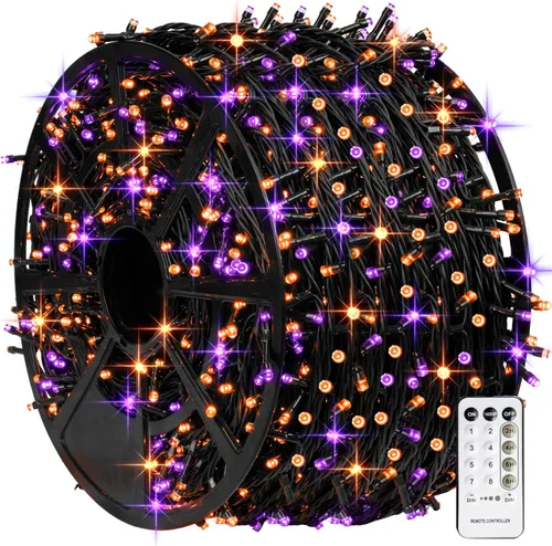 Vista 20 de TW SHINE - Luces de Navidad que cambian de color, 200 luces LED RGB de 66 pies, luces de Halloween para exteriores con control remoto, impermeables