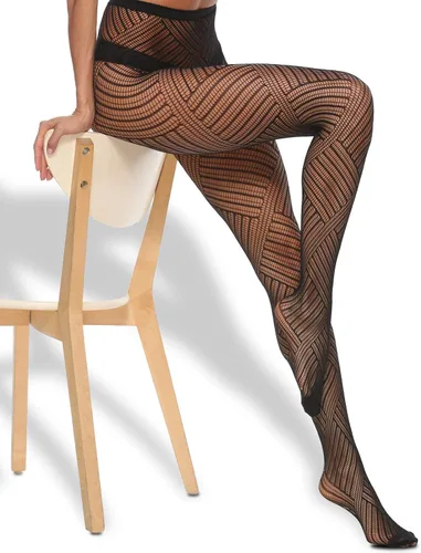 Vista 5 de MANZI 4 Pairs Womens Patterned Black Fishnet Stockings Tights Sexy Suspender Thigh High Mesh Cross Pantyhose