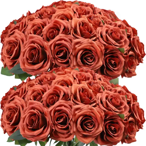 Vista 22 de LVEFIT 12 rosas artificiales de seda con tallo largo para bodas, despedidas de soltera, fiestas, decoración del hogar Blush