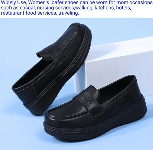 Vista 9 de Beita Women's Nurse Shoes Slip On Women's Loafer Shoes Anti Slip Healthcare Work Shoes Lightweight Negro