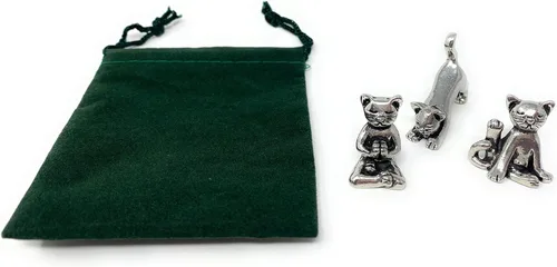 Vista 3 de Basic Spirit Juego de figuras de gato de yoga (Pewter)-Mini 3 piezas