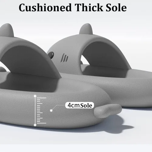 Vista 2 de Sandalias de tiburón para niños, lindas pantuflas de nube de tiburón para niños y niñas, sandalias de tiburón de nube antideslizantes novedosas