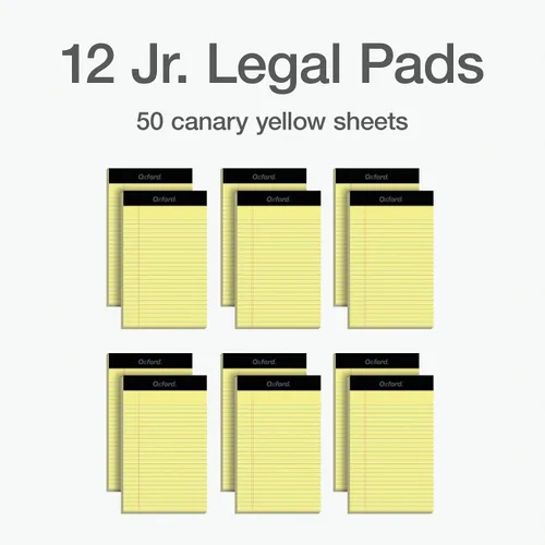 Vista 6 de Oxford Blocs de notas tamaño legal de 5 x 8, paquete de 12, rayas estrechas, papel perforado de color amarillo canario con líneas, 50 hojas por