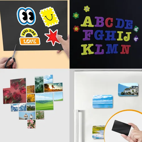Vista 3 de Hojas magnéticas de 8.5 x 11 pulgadas, paquete de 10 hojas magnéticas flexibles con respaldo adhesivo para manualidades e imanes de fotos, adecuadas