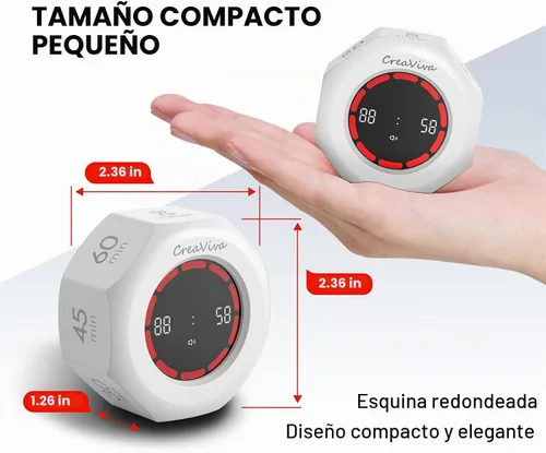 Vista 8 de Flip Cube Pomodoro Timer - Temporizador Visual Recargable de Cuenta Regresiva y Cronómetro de Cuenta Progresiva, 7 Intervalos Preestablecidos, 3