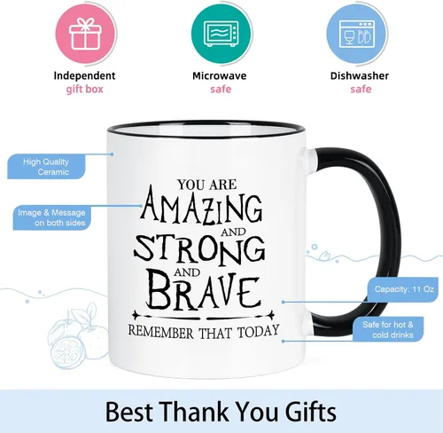 Vista 5 de Cabtnca Taza de café inspiradora - You're Amazing And Strong And Brave, regalo fuerte para mujer, regalo de agradecimiento para hombres, 11 onzas