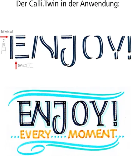 Vista 5 de Online Calli.Twin Handlettering - Bolígrafos Fresh Juego de 5 bolígrafos de doble línea Juego de caligrafía para diario de viñetas, letras