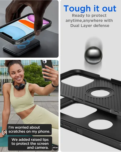 Vista 5 de AICase Funda para iPhone 11, resistente protección contra caídas, cuerpo completo, resistente, a prueba de golpes, militar, resistente, duradera