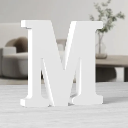 Vista 25 de AOCEAN Letras de madera grandes blancas de 10 pulgadas, letras de madera sin terminar para decoración de pared, letras decorativas de pie