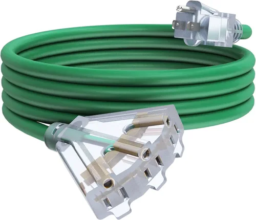 Vista 11 de Cable de extensión de calibre 12 de 2 pies con 3 salidas Paquete de 3 cables de extensión resistentes al agua para exteriores con extremo Negro