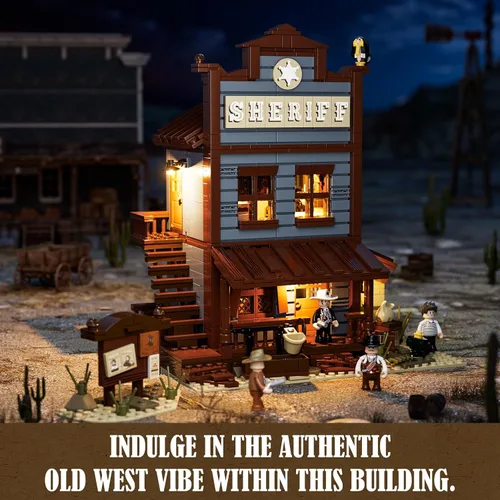 Vista 2 de Funwhole Juego de construcción de la oficina del sheriff con luces LED - El conjunto de construcción de bloques de luz LED de la oficina del sheriff