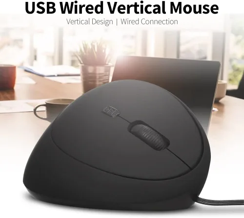 Vista 2 de Ratón óptico ergonómico vertical con cable USB para computadora, computadora portátil, PC, computadora de escritorio, Mac, oficina, escritorio