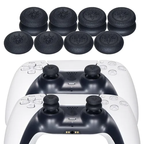 Vista 7 de YoRHa Grip Texture Silicone Cover Skin Case for PS5 Dualsense Controller x 1(Black) with Pro Thumb Grips x 8