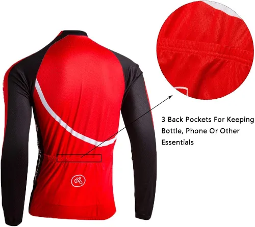 Vista 4 de Mens Soft Long Sleeve Breathable Bicycle Cycling Jersey Polyester Clothing Outdoor Sports Fall Autumn