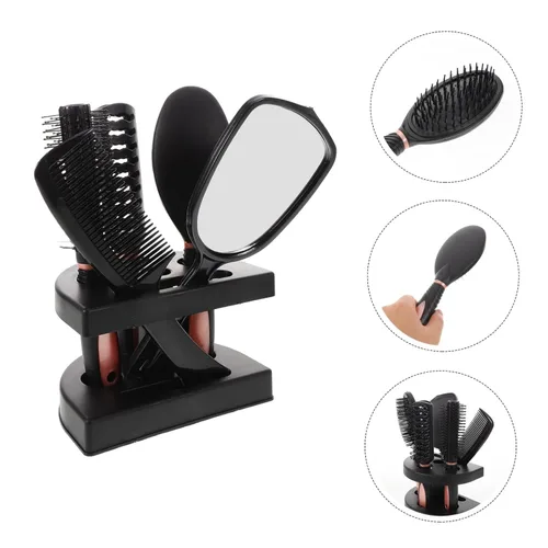 Vista 7 de FRCOLOR Juego de 5 peines de pelo con espejo, juego de 5 herramientas de peinado para cabello rizado, cepillo para cabello rizado, peine de masaje
