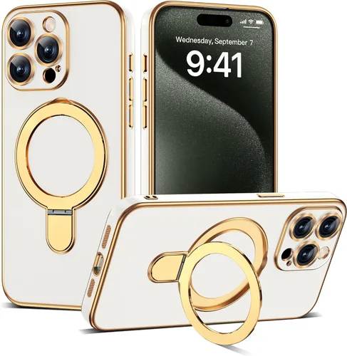 Vista 34 de Funda compatible con iPhone 12 con soporte de anillo magnético invisible [compatible con Mag-Safe] [Protector completo de lente de cámara] Funda