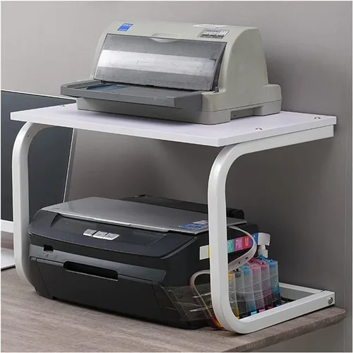 Vista 3 de LIOONS Soporte de impresora de escritorio de 2 niveles de diseño práctico con marco de metal, multiusos, resistente, organizador de almacenamiento