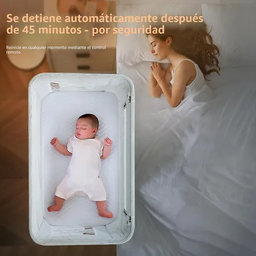Vista 7 de VaVaSoo Cuna Eléctrica con Balancín para Bebé, Cuna Automática al Lado de la Cama que se Balancea Sola, 3 Movimientos, Rodamiento Automático, Cuna