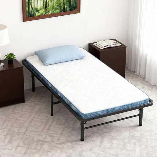Vista 7 de BestMassage Marco de cama individual Metal Láminas de acero resistentes con 6 patas Resistente, plegable, no necesita somier Fácil