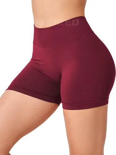 Vista 3 de YEOREO Pantalones cortos de entrenamiento para mujer de 3.6 pulgadas V Cross Gym Shorts de levantamiento de glúteos Liz cintura alta sin costuras