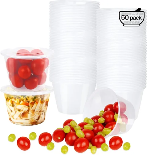 Vista 10 de Pequeños recipientes de preparación de comidas, 12 onzas [paquete de 50] – Mini recipientes individuales de 1 compartimento para preparación