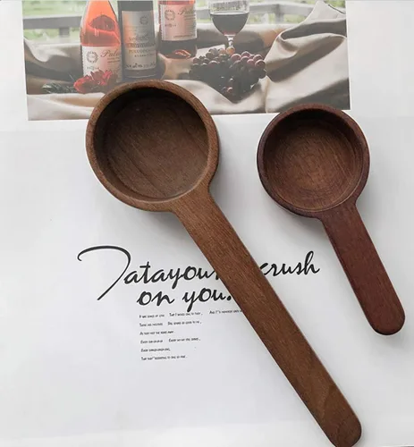 Vista 4 de Cucharas de madera para botes, cuchara de café, cuchara de café molido de madera estilo coreano de 16.8 cm, medición para granos molidos o té