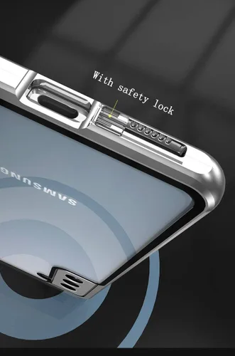 Vista 4 de Funda antiespías para Galaxy S22 con bloqueo de aluminio, protector de pantalla de privacidad, absorción magnética, vidrio templado de doble cara