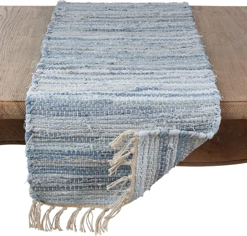Vista 2 de Saro Lifestyle Camino de mesa Chindi con diseño de mezclilla, denim, 16 x 54 pulgadas
