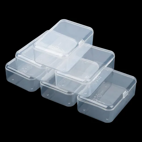 Vista 8 de Paquete de 6 recipientes pequeños de plástico, organizador de cuentas rectangulares transparentes con tapas para crayones y manualidades, soporte