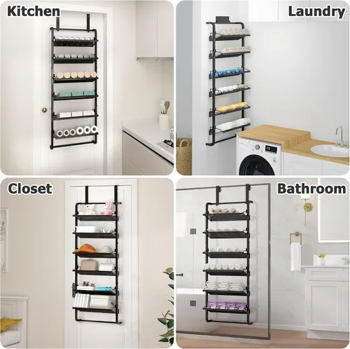 Vista 7 de bukfen Organizador de Zapatos sobre la puerta, zapatero ajustable de 6 niveles montado en la puerta o en la pared, almacenamiento de metal