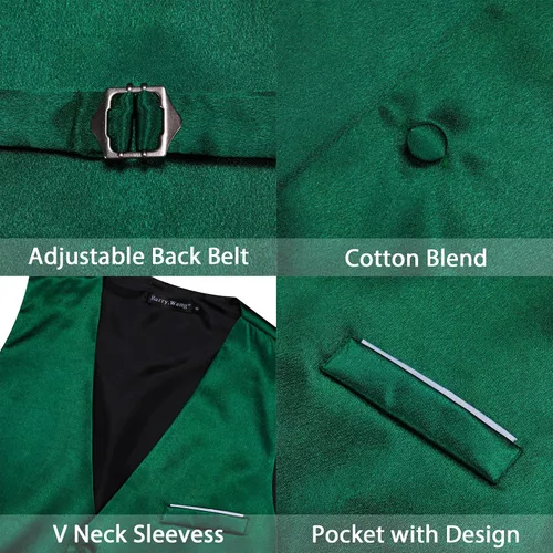 Vista 4 de Barry.Wang Chaleco formal para hombre, cuello en V, ajustado, casual, colores sólidos, chaleco para fiesta de boda