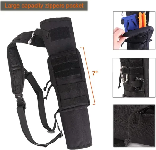 Vista 3 de Carcaj de arco ligero para la espalda con doble uso plegable compacto, bolsa de flechas para la cadera con sistema Molle colgado para tiro al blanco