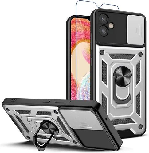 Vista 9 de Funda para teléfono Galaxy A06 4G: con protector de pantalla de 2 piezas, cubierta deslizante para cámara y soporte multiángulo para Samsung Galaxy