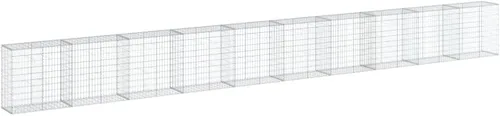 Vista 34 de vidaXL Cesta de gavión con tapa, 39.4 x 19.7 x 39.4 pulgadas, hierro galvanizado rectangular, resistente a la intemperie, montaje sin herramientas