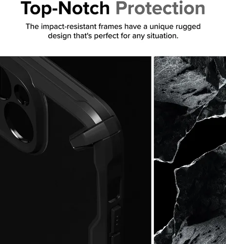 Vista 3 de Ringke Fusion-X [recortes precisos para lentes de cámara] compatible con iPhone 15 Plus, parachoques aumentado, parte trasera dura, resistente, Negro