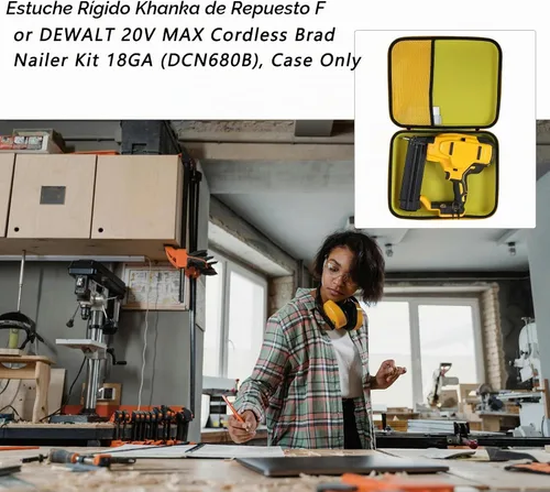 Vista 6 de khanka Repuesto de estuche rígido para DEWALT 20V MAX Kit de clavadora inalámbrica 18GA (DCN680B), solo funda