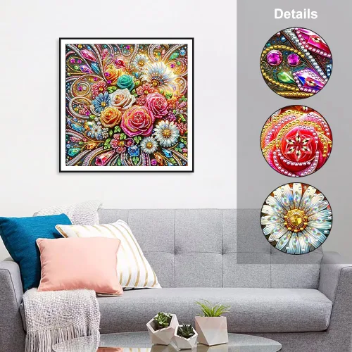 Vista 3 de FHBUBPUP Kits de Pintura de Arte de Diamantes de Flores para Adultos, Arte de Diamantes de Forma Especial 5D para Principiantes, Arte de Gemas