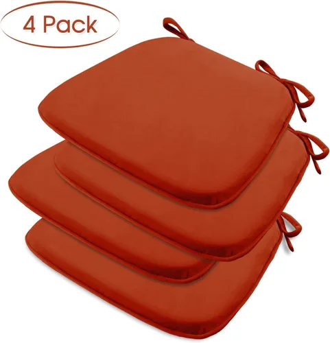 Vista 2 de Basic Beyond Juego de 4 cojines para sillas de cocina, de espuma viscoelástica en forma de U con lazos, 17 x 16 pulgadas, cojines de terciopelo