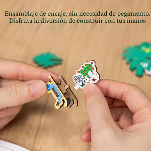 Vista 6 de puremind Snoopy Peanuts Christmas Tree 3D Wooden Puzzle, DIY Model Kit