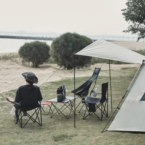 Vista 2 de Damei century Paquete de 4 sillas plegables para camping, ligeras, sin instalación, silla portátil para playa, césped, deportes al aire libre