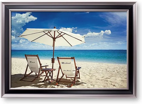 Vista 40 de A&T ARTWORK Love on Beach - Impresión fotográfica personalizada, incluye nombres y la fecha, regalo único para el aniversario de boda. Alfombrillas