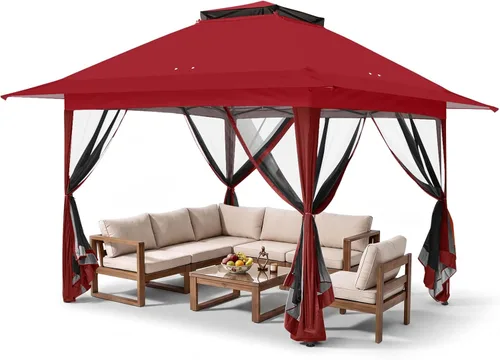 Vista 10 de EAGLE PEAK - Cenador desplegable de 13 x 13 pulgadas con mosquitera, toldo mosquitero fácil de instalar para patio y patio trasero, kiosco al aire